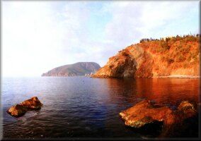 The Crimea. Black sea. Mountain Ayu-Dug (Bear mountain) on the horisont